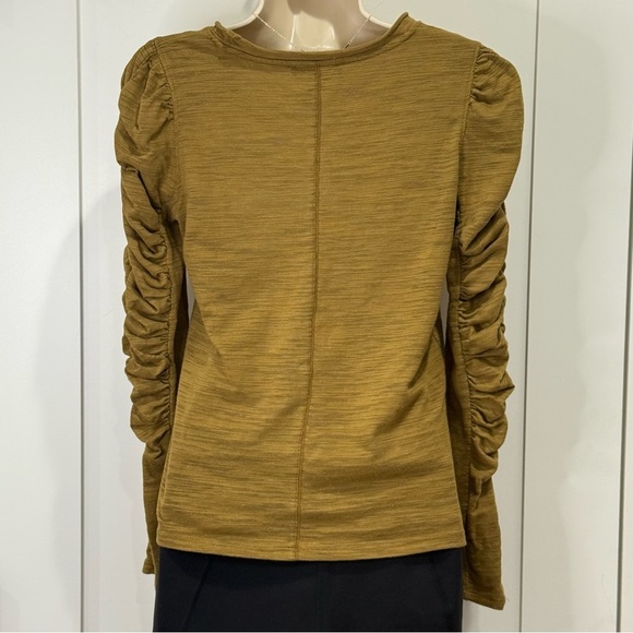 House Of Harlow 1960 Burnout Ruched Long Sleeve Tee Top Bronze Olive Medium Fall - Picture 4 of 10